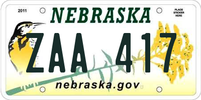 NE license plate ZAA417