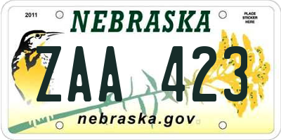 NE license plate ZAA423