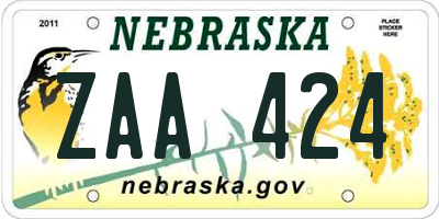 NE license plate ZAA424