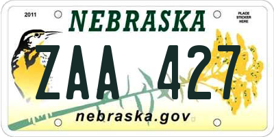 NE license plate ZAA427