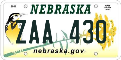 NE license plate ZAA430