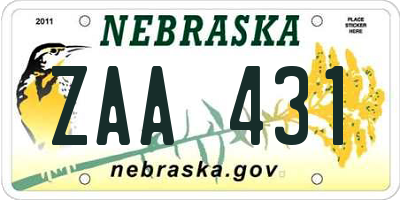 NE license plate ZAA431