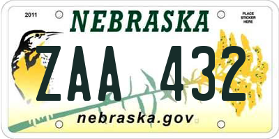 NE license plate ZAA432