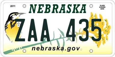 NE license plate ZAA435