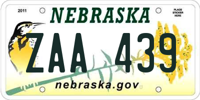 NE license plate ZAA439