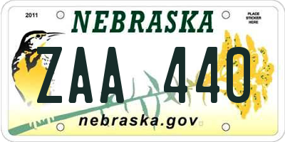 NE license plate ZAA440