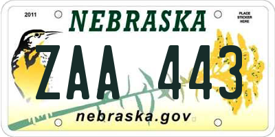 NE license plate ZAA443