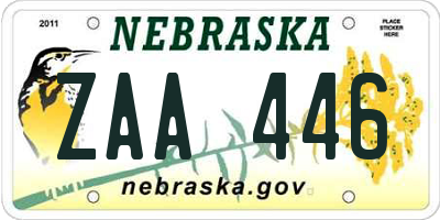 NE license plate ZAA446