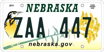 NE license plate ZAA447