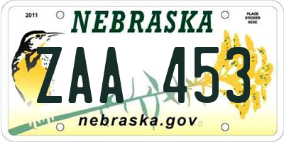 NE license plate ZAA453