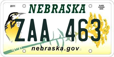 NE license plate ZAA463