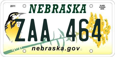 NE license plate ZAA464