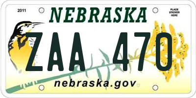 NE license plate ZAA470