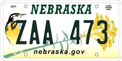 NE license plate ZAA473