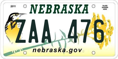 NE license plate ZAA476
