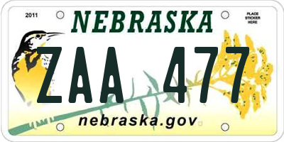 NE license plate ZAA477