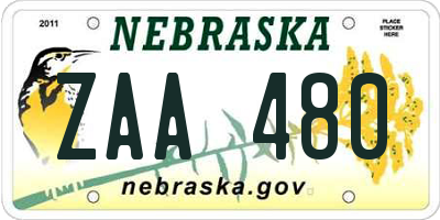 NE license plate ZAA480