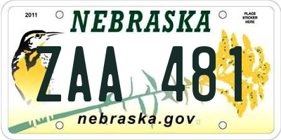 NE license plate ZAA481