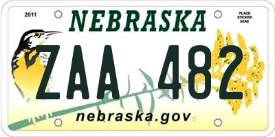 NE license plate ZAA482