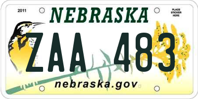 NE license plate ZAA483