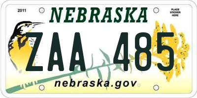 NE license plate ZAA485