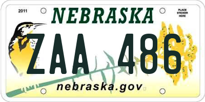 NE license plate ZAA486
