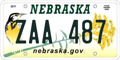 NE license plate ZAA487