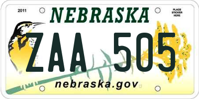 NE license plate ZAA505