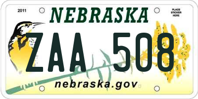 NE license plate ZAA508