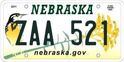 NE license plate ZAA521