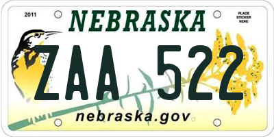 NE license plate ZAA522