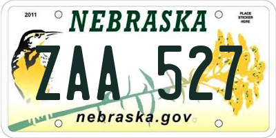 NE license plate ZAA527