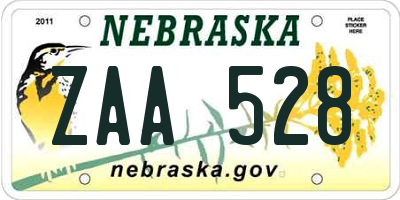 NE license plate ZAA528