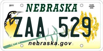 NE license plate ZAA529