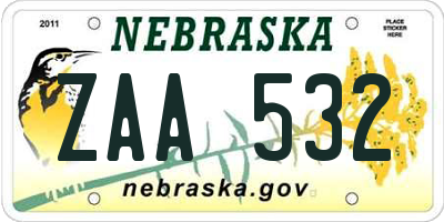 NE license plate ZAA532