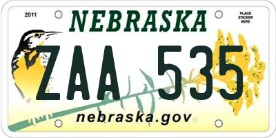 NE license plate ZAA535