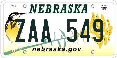 NE license plate ZAA549