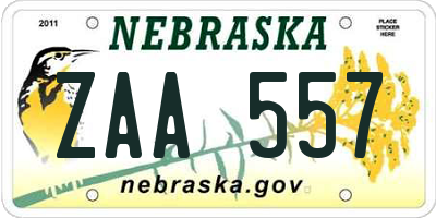 NE license plate ZAA557