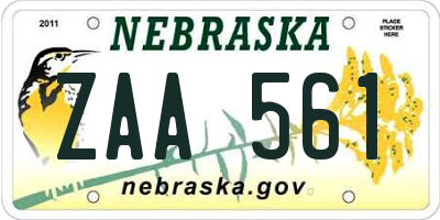 NE license plate ZAA561