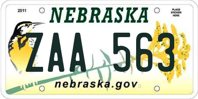 NE license plate ZAA563