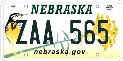 NE license plate ZAA565