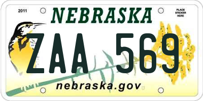 NE license plate ZAA569
