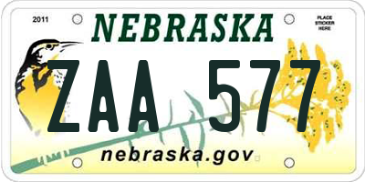 NE license plate ZAA577