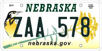 NE license plate ZAA578