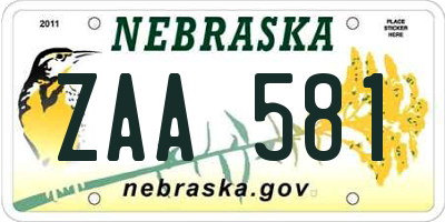 NE license plate ZAA581