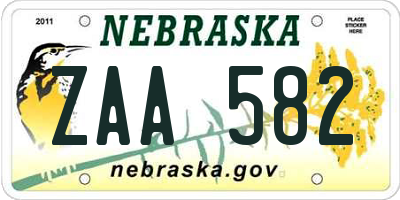 NE license plate ZAA582
