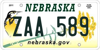 NE license plate ZAA589