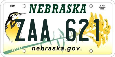 NE license plate ZAA621