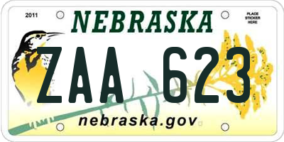 NE license plate ZAA623