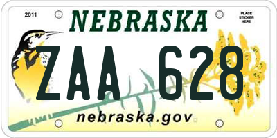 NE license plate ZAA628
